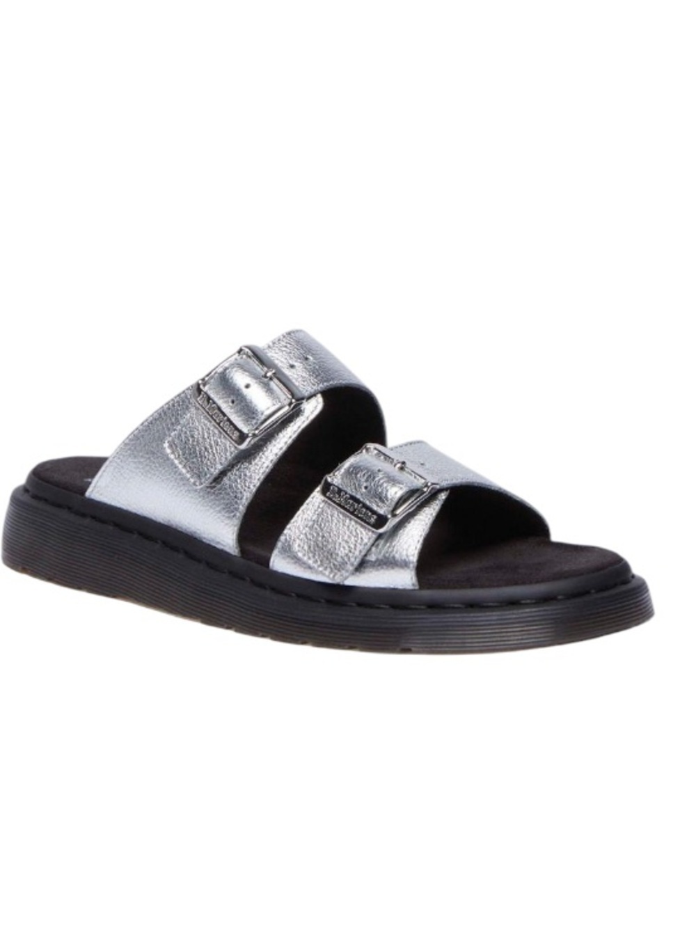 Dr. Martens JOSEF METALLIC LEATHER SLIDE SANDALS